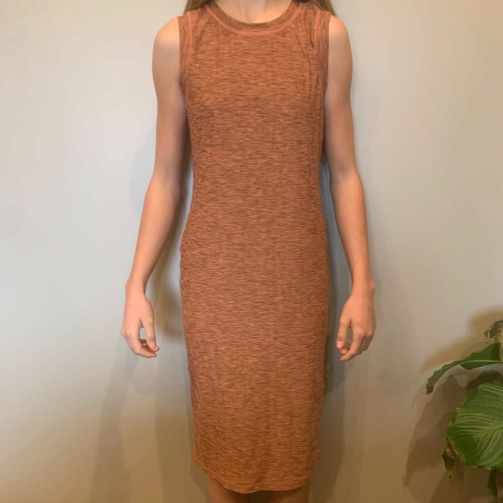 flattering prana dress with synthetic fabric.